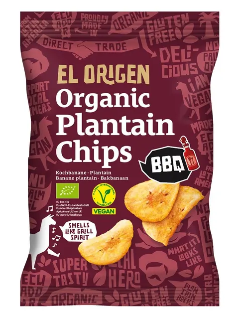 Chipsy z Plantana BBQ Bezglutenowe BIO 80 g El Origen