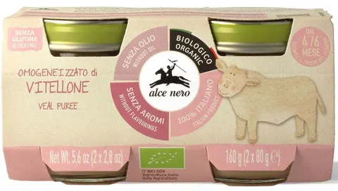 Mięso Cielęcina Bezglutenowe od 4 Miesiąca BIO 2 x 80 g 160 g Alce Nero