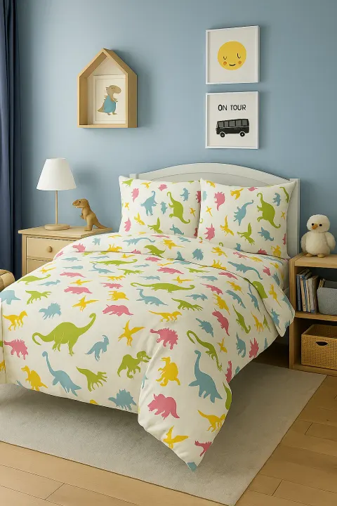 Pościel Bawełniana COLOUR DINO- OUTLET