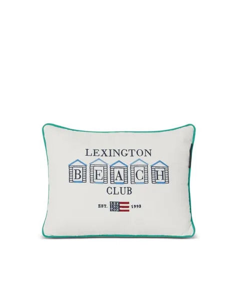 Poduszka Beach Club Small Embroidered Cotton Lexington 30x40 White/Blue/Green