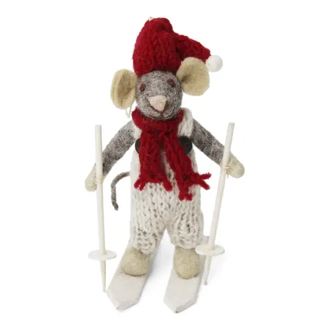 Small Grey Boy Mouse on Skis Grey Gry & Sif