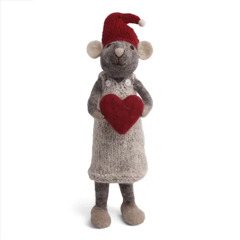 Big Grey Girly Mouse with Heart Gry & Sif