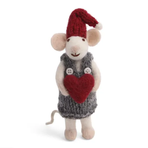 Small White Girl Mouse with Heart Gry & Sif
