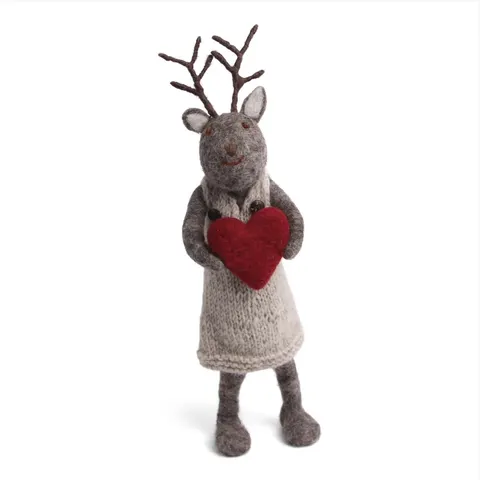 Big Grey Girly Deer with Heart Gry & Sif