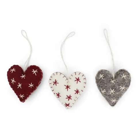 Heart Ornaments with Stars Gry & Sif 3szt.