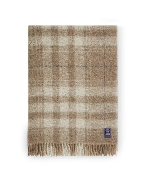 Pled Green Checked Mohair Mix Throw Lexington