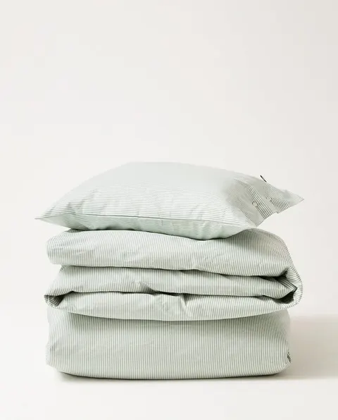Zestaw pościeli Striped Cotton Pin Point Green/White Lexington 200x200/50x70x2