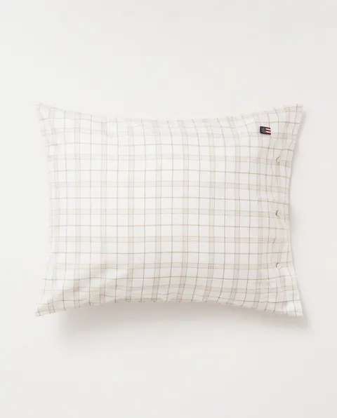 Poszewka na poduszkę Checked Lyocell Blend White/Beige Lexington 50x60