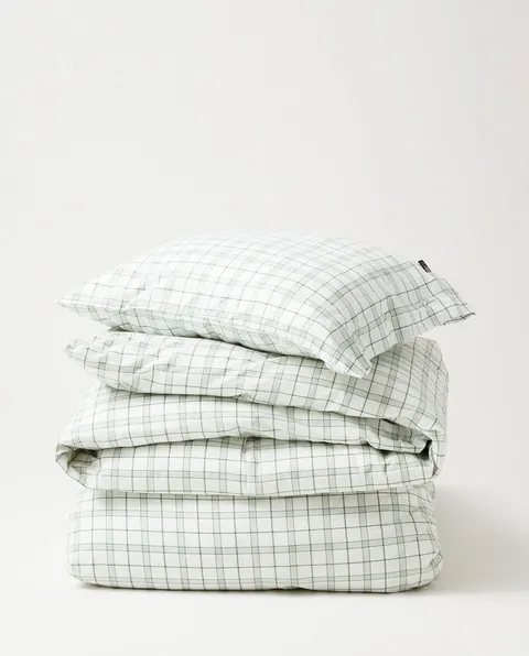 Zestaw pościeli Checked Lyocell Blend White/Green Lexington 150x210/50x70