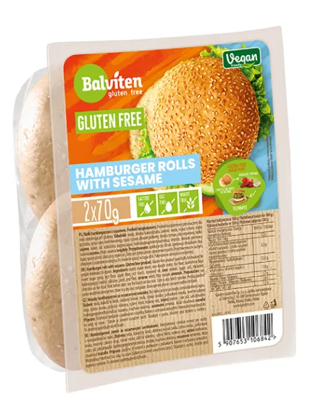 Bułki do Hamburgerów z Sezamem Bezglutenowe 2 szt. 140 g Balviten