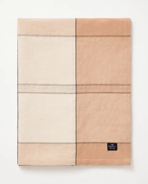 Obrus Checked Tablecloth In Linen Blend Lexington 180x180