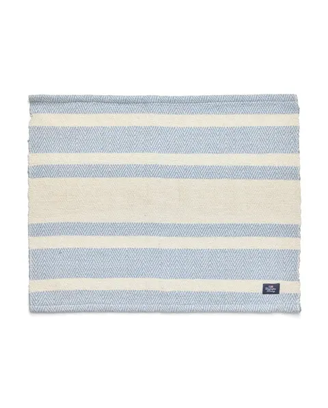 Podkładka Striped organic cotton herringbone placemat, white/blue Lexington 40x50