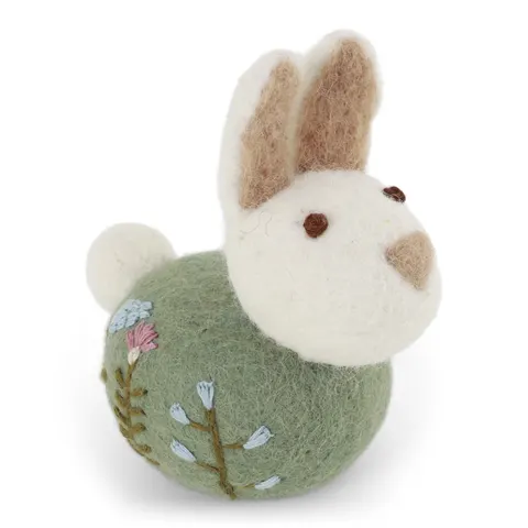 Sitting Bunny w/Flower Green Gry & Sif