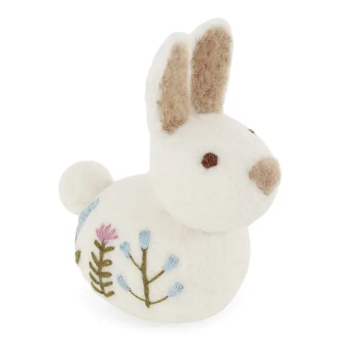 Sitting Bunny w/Flower White Gry & Sif
