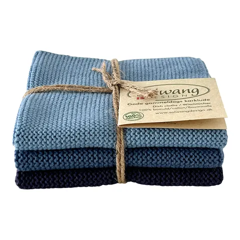 Ściereczka do naczyń Dusty /blue combi – organic Solwang 3 szt.