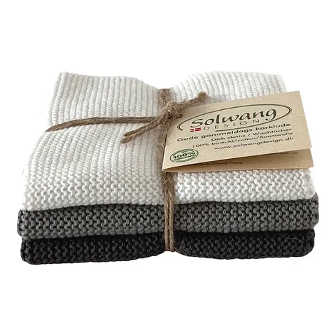 Ściereczka do naczyń white grey combi – organic Solwang 3 szt.