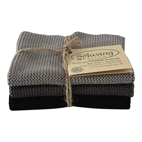 Ściereczka do naczyń grey black combi – organic Solwang 3 szt.