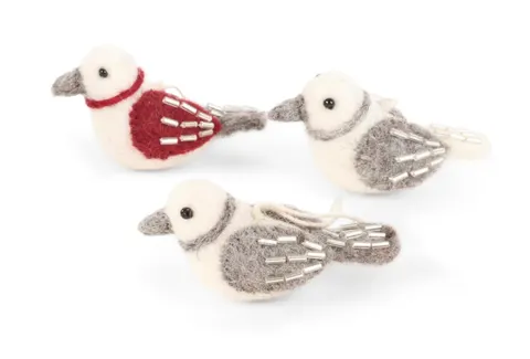 Christmas Mini Pearl Birds Gry & Sif 3szt.