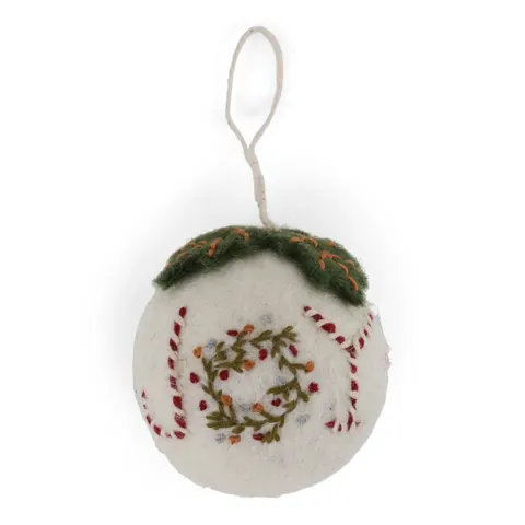 Christmas Bauble Gry & Sif White with Joy