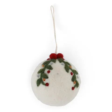 Christmas Bauble Gry & Sif White with Garland