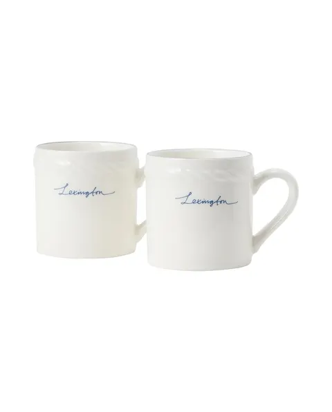Kubek Lexington porcelain espresso mug (set of 2), white/blue Lexington