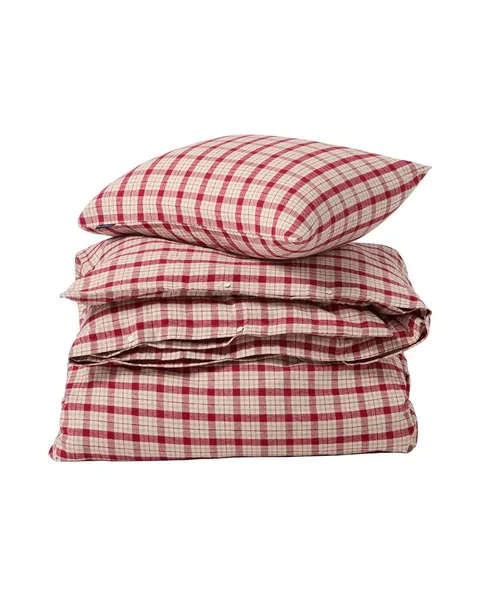 Zestaw pościeli Checked cotton flannel bed set, red/beige Lexington 200x200/2x 50x70
