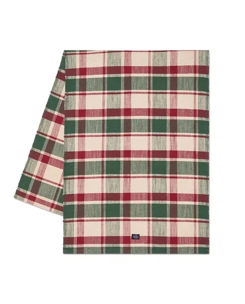 Bieżnik Checked organic cotton runner, green/red/beige Lexington 250 cm