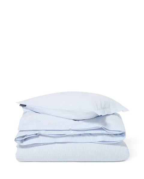 Zestaw pościeli Striped cotton sateen bed set, blue/white 200x200/ 2x 50x70