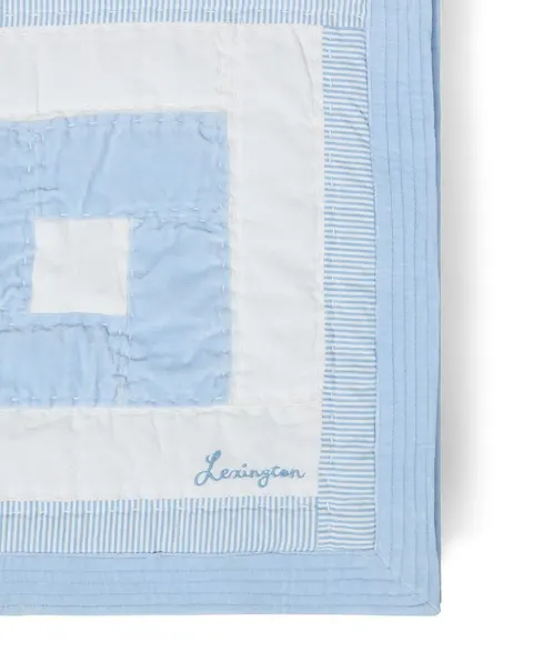 Narzuta Quilted patchwork organic cotton bedspread, blue/white Lexington 160x240