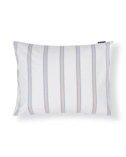 Poszewka Dobby striped washed cotton percale pillowcase, white/blue/beige Lexington 50x70