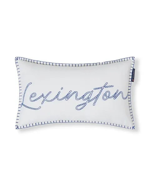 Poduszka Logo linen/cotton pillow, white/blue Lexington 30x50