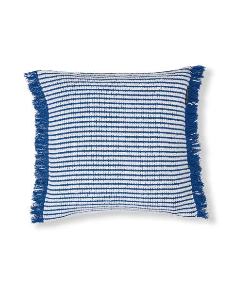 Poszewka Heavy striped organic cotton pillow cover, blue/white Lexington