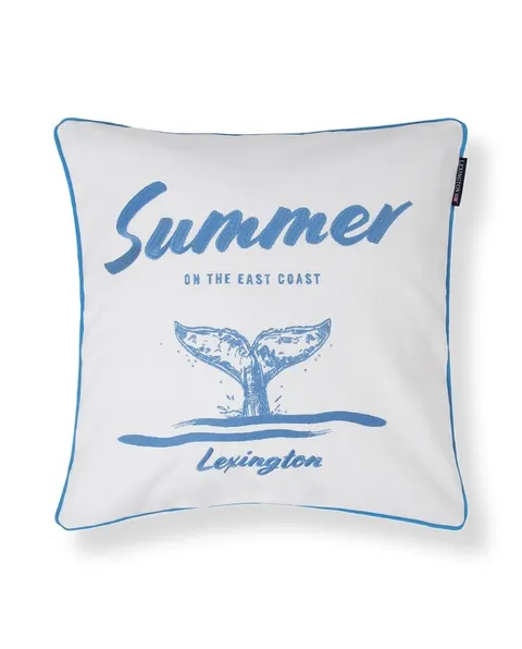 Poszewka Summer whale organic cotton pillow cover, white/blue Lexington