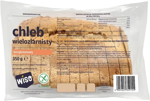 Chleb Wieloziarnisty Krojony Bezglutenowy 350g WISO