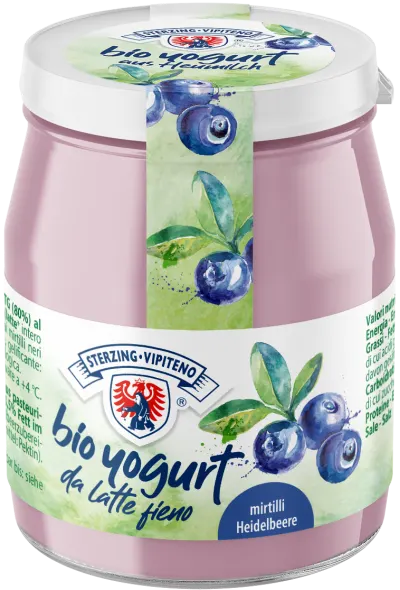 JOGURT BORÓWKOWY Z MLEKA SIENNEGO BEZGLUTENOWY BIO 150 g (SŁOIK) - STERZING-VIPITENO
