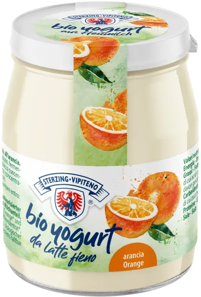 JOGURT POMARAŃCZOWY Z MLEKA SIENNEGO BEZGLUTENOWY BIO 150 g (SŁOIK) - STERZING-VIPITENO