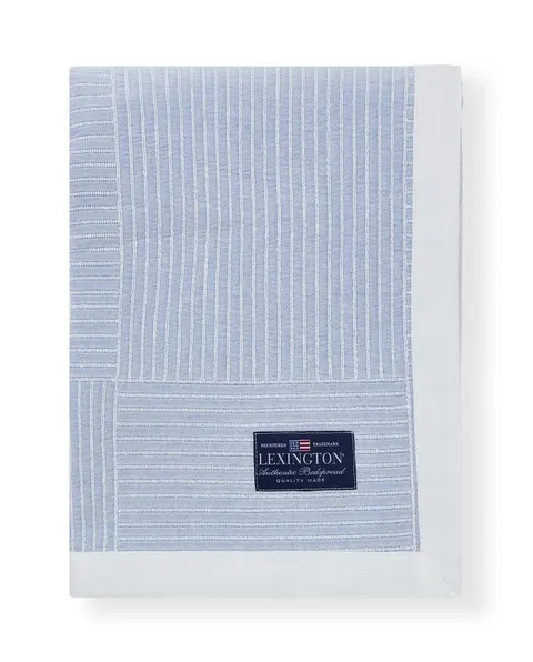 Narzuta Stripe checked organic cotton jacquard bedspread, blue/white Lexington 160x240