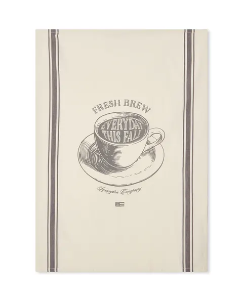 Ręcznik kuchenny Fresh brew printed organic cotton kitchen towel Lexington off white /dk. gray