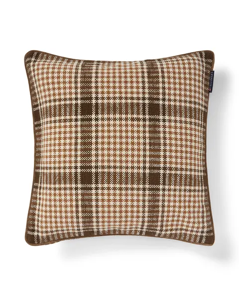 Poszewka Checked recycled cotton pillow cover, brown/fudge/beige Lexington 50x50