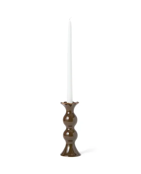 Świecznik Stoneware wavy candle holder, brown olive Lexington