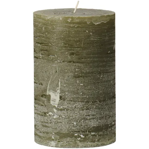 Świeca Rustic candle olive green Ib Laursen Ø9,6 cm H:15