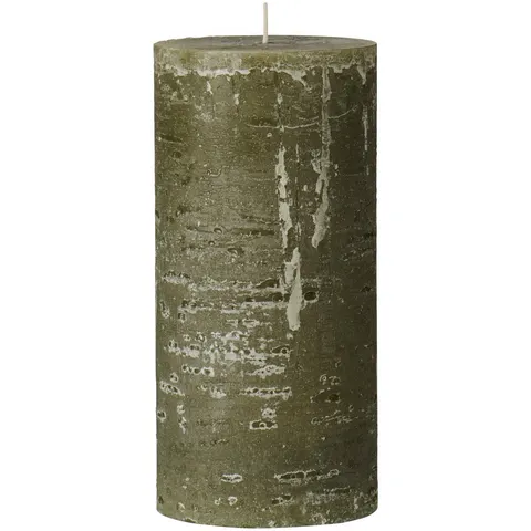 Świeca Rustic candle olive green Ib Laursen Ø9,6 cm H:20