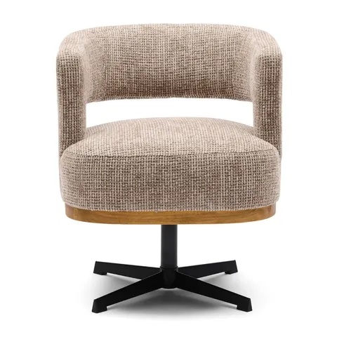 Krzesło Ceranova Swivel Dining Armchair, Tweed, Liver Grey Riviera Maison