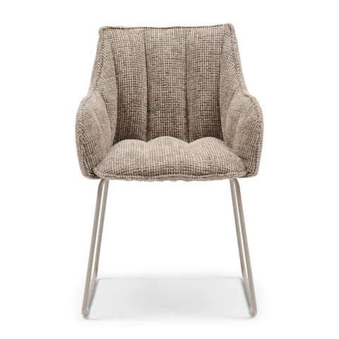 Krzesło High Line Park Dining Armchair, Tweed, Liver Grey Riviera Maison