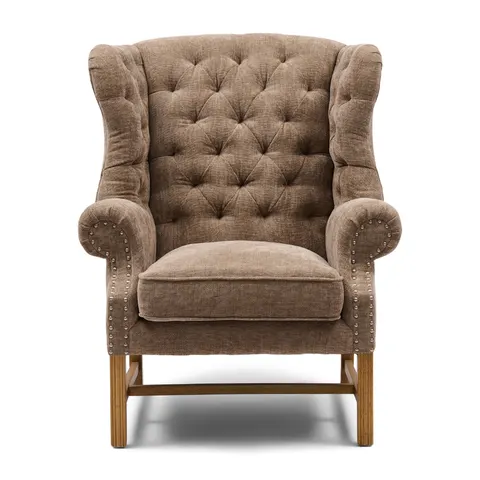 Fotel Franklin Park Wing Chair, Montmartre Weave, Warm Mushroom Riviera Maison