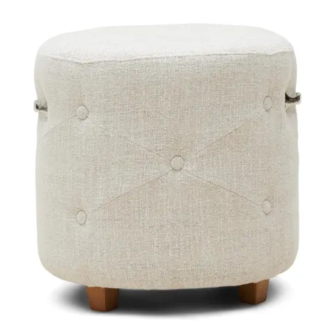 Puf Bowery Footstool, Rich Tweed Antique White Riviera Maison