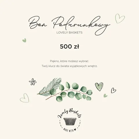 Bon podarunkowy 500 zł Lovely Baskets