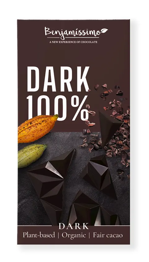 Tabliczka Gorzka 100% bez Dodatku Cukrów Bezglutenowa BIO 60 g Benjamissimo