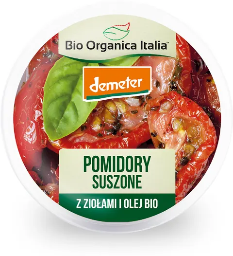 POMIDORY SUSZONE Z ZIOŁAMI I OLIWĄ Z OLIWEK EXTRA VIRGIN DEMETER BIO 125 g - BIO ORGANICA ITALIA