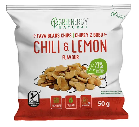 Bób Prażony o Smaku Chili i Cytryny 50 g Greenergy